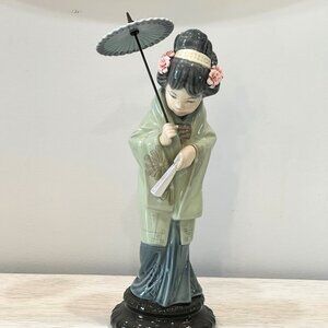 LLADRO 4988 Oriental Spring Geisha with Parasol Umbrella Porcelain Figurine